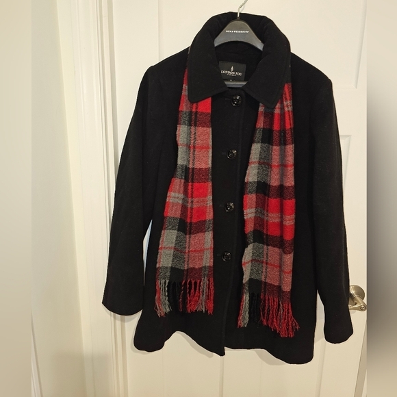 London Fog wool coat with matching scarf 1x excellent condition - Picture 1 of 9